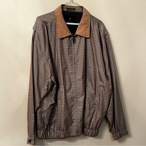 Bobby Jones Men's Tan and Brown Plaid Outerwear Collection Golf Jacket Size XL